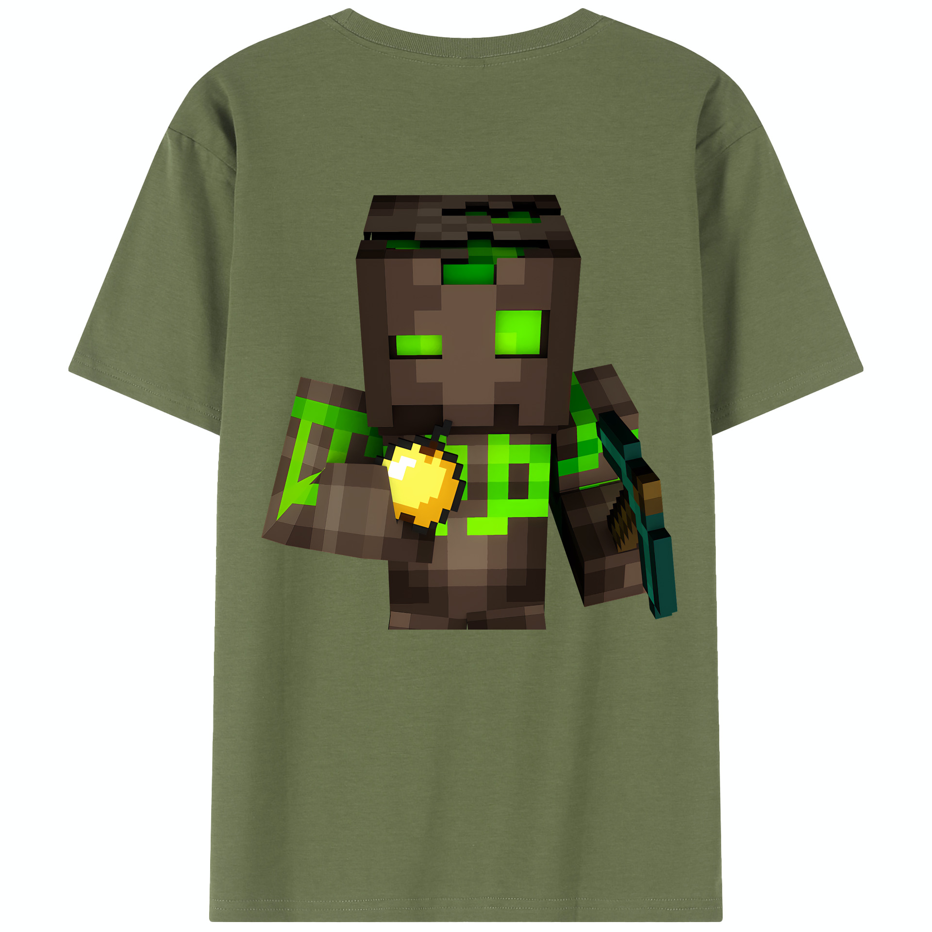 （画像用） マインクラフト ブロックの世界 Minecraft MC Block world 綿100％半袖Tシャツ（背面プリント）